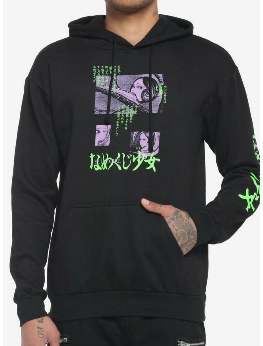 Guys * | Budget Junji Ito Slug Girl Hoodie Black