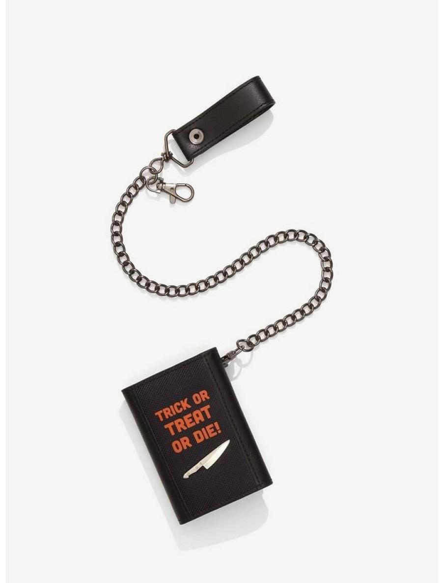 Backpacks & Bags * | Top 10 Halloween Trick Or Treat Or Die Trifold Chain Wallet