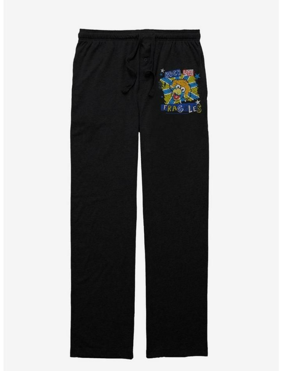 Guys * | Deals Jim Henson'S Fraggle Rock Rock On Fraggles Pajama Pants Black