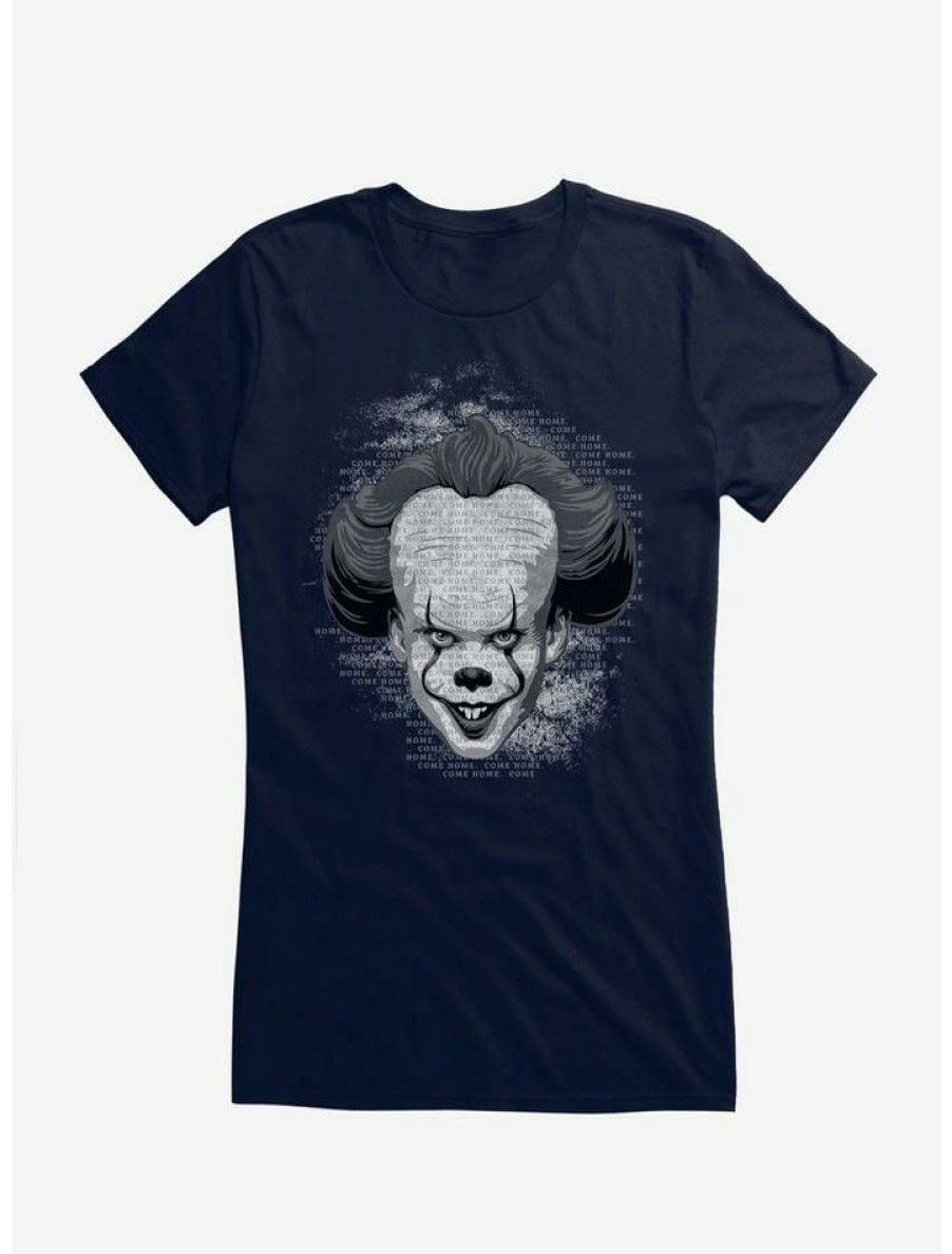 Tees * | Budget It Chapter Two Pennywise Come Home Script Grayscale Girls T-Shirt