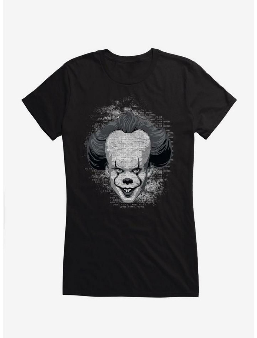 Tees * | Budget It Chapter Two Pennywise Come Home Script Grayscale Girls T-Shirt