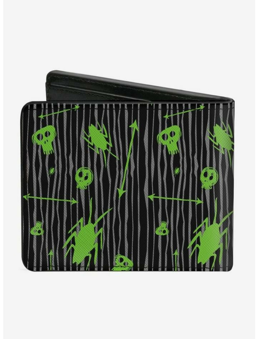 Backpacks & Bags * | Hot Sale Beetlejuice Roach Skull Doodles Bi-Fold Wallet