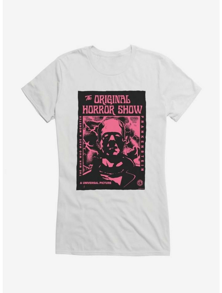 Tees * | Top 10 Universal Monsters Frankenstein Pink Face Girls T-Shirt