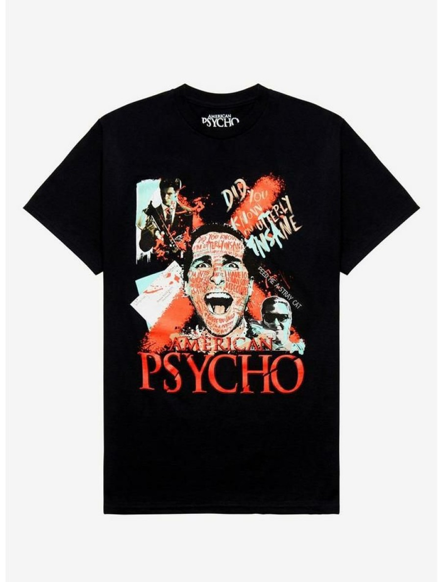 Tees * | Top 10 American Psycho Collage Boyfriend Fit Girls T-Shirt Multi