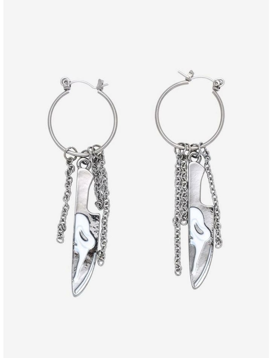 Accessories * | Budget Scream Ghost Face Knife Drop Earrings