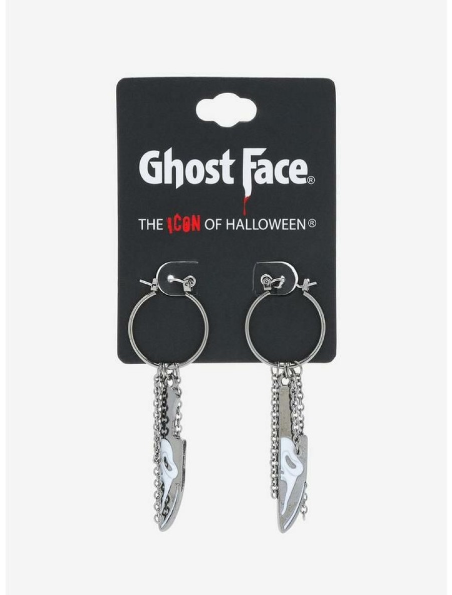 Accessories * | Budget Scream Ghost Face Knife Drop Earrings