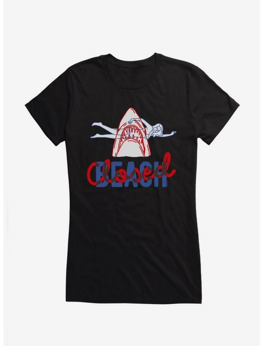 Tees * | Flash Sale Jaws Beach Closed Girls T-Shirt