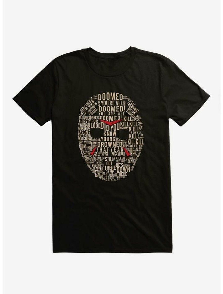 Guys * | Flash Sale Friday The 13Th Mask Word Collage Extra Soft T-Shirt Black