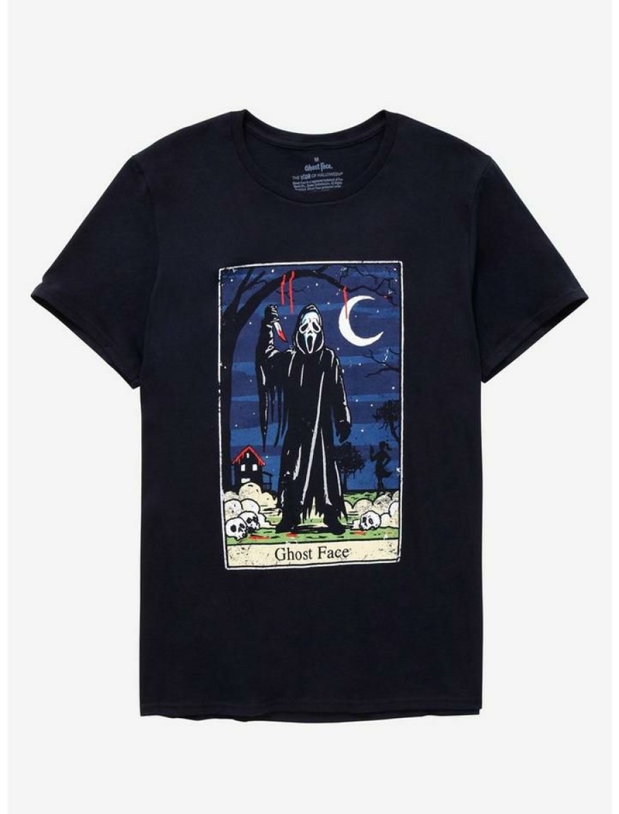 Tees * | Wholesale Scream Ghost Face Tarot Card T-Shirt Black