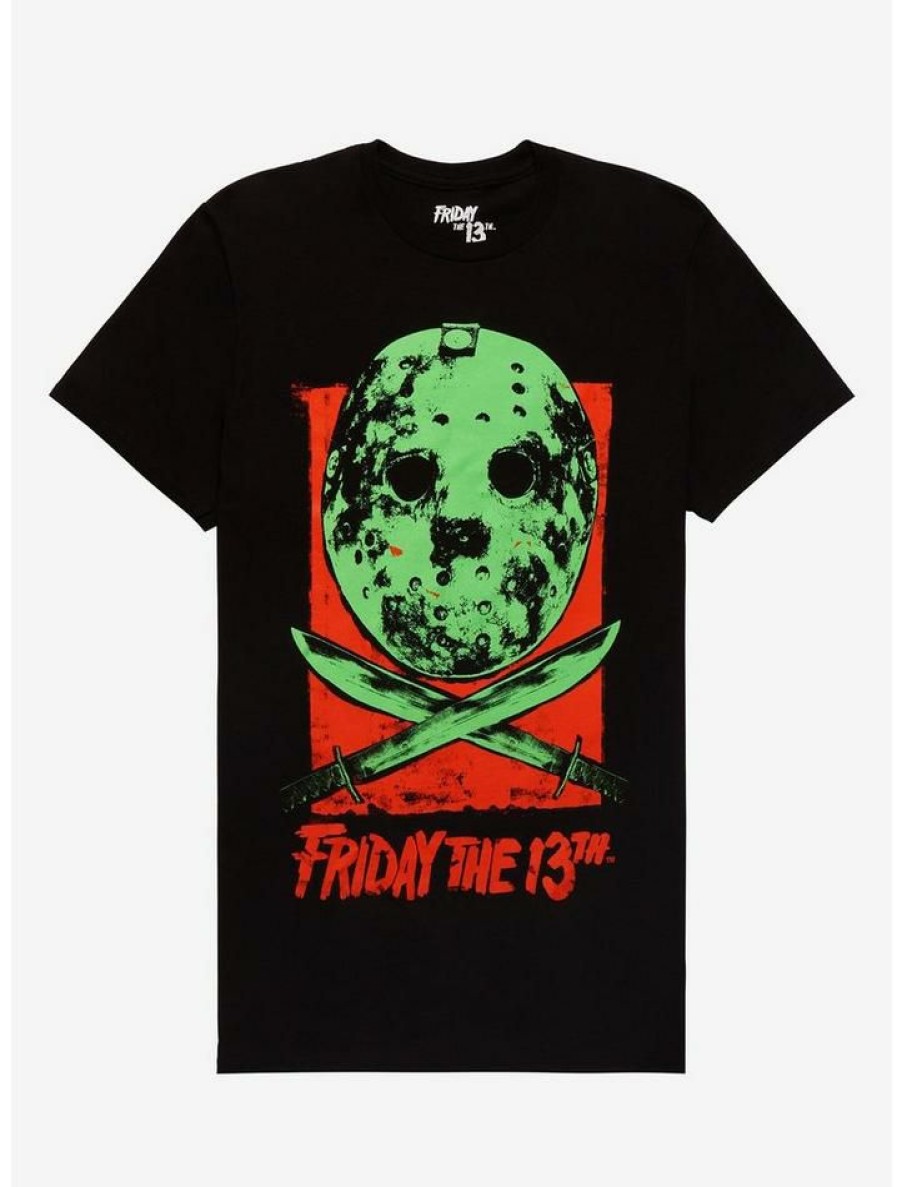 Guys * | Best Pirce Friday The 13Th Mask & Crossed Machetes T-Shirt Black