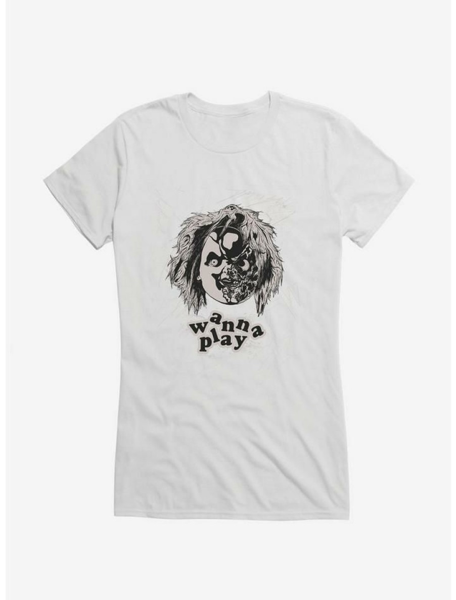 Tees * | Top 10 Chucky Wanna Play Face Girls T-Shirt