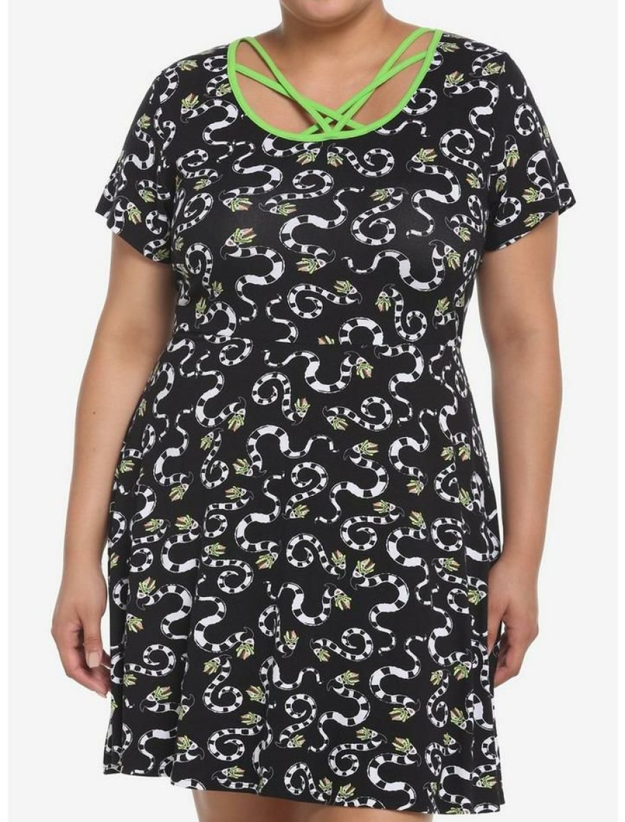 Girls * | Top 10 Beetlejuice Sandworm Skater Dress Plus Size Multi