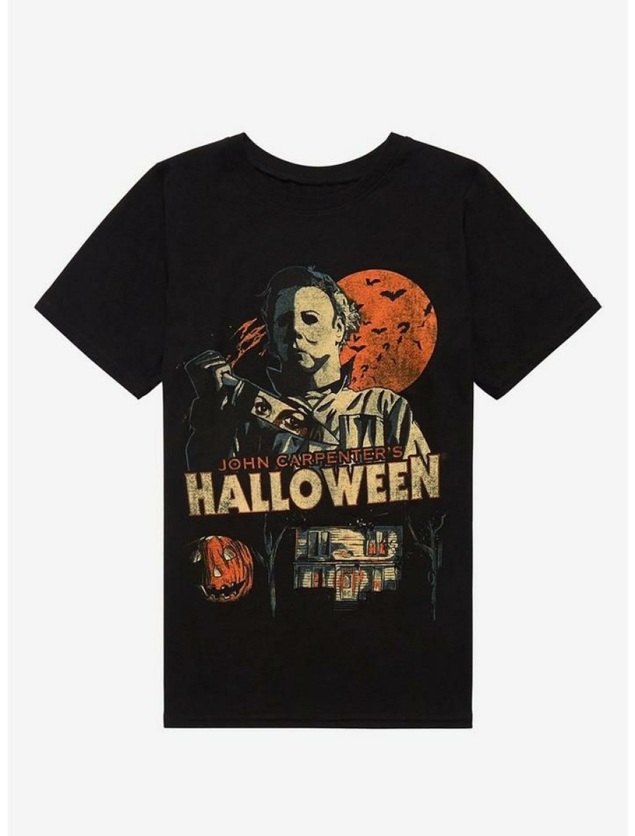 Tees * | Cheapest Halloween Vintage Poster Boyfriend Fit Girls T-Shirt Multi