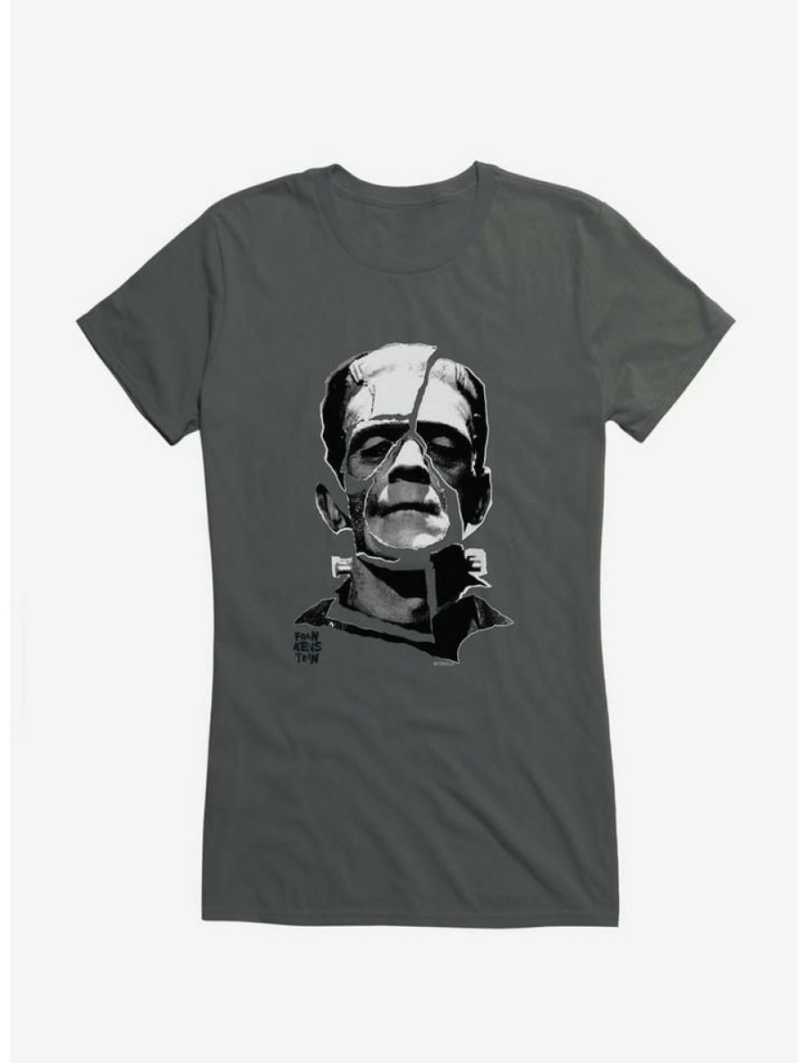 Tees * | Wholesale Universal Monsters Frankenstein Face Tear Girls T-Shirt Charcoal