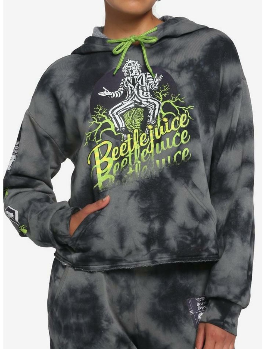 Girls * | Discount Beetlejuice Icons Wash Girls Crop Hoodie Multi