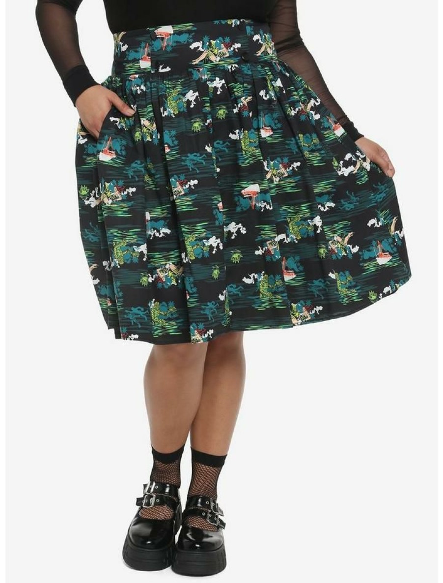 Plus * | Coupon Universal Monsters Creature From The Black Lagoon Allover Print Skirt Plus Size Multi