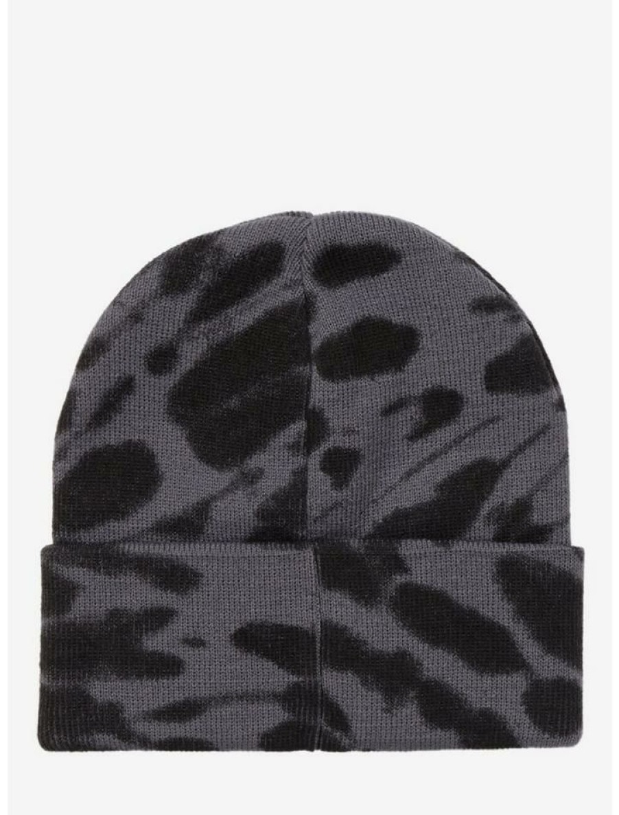 Accessories * | Wholesale Scream Ghost Face Patch Grey Tie-Dye Beanie