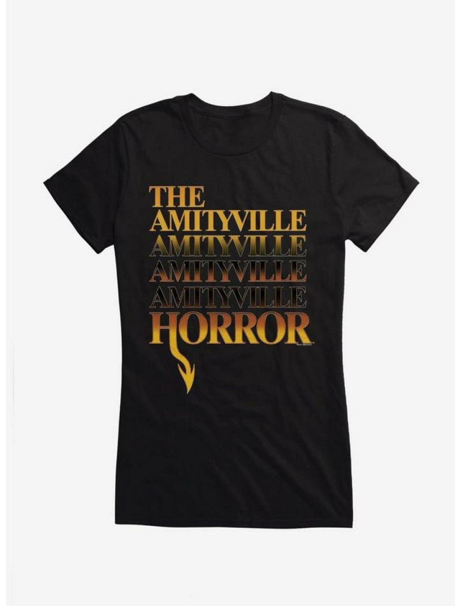 Tees * | Brand New The Amityville Horror Logo Girls T-Shirt Black