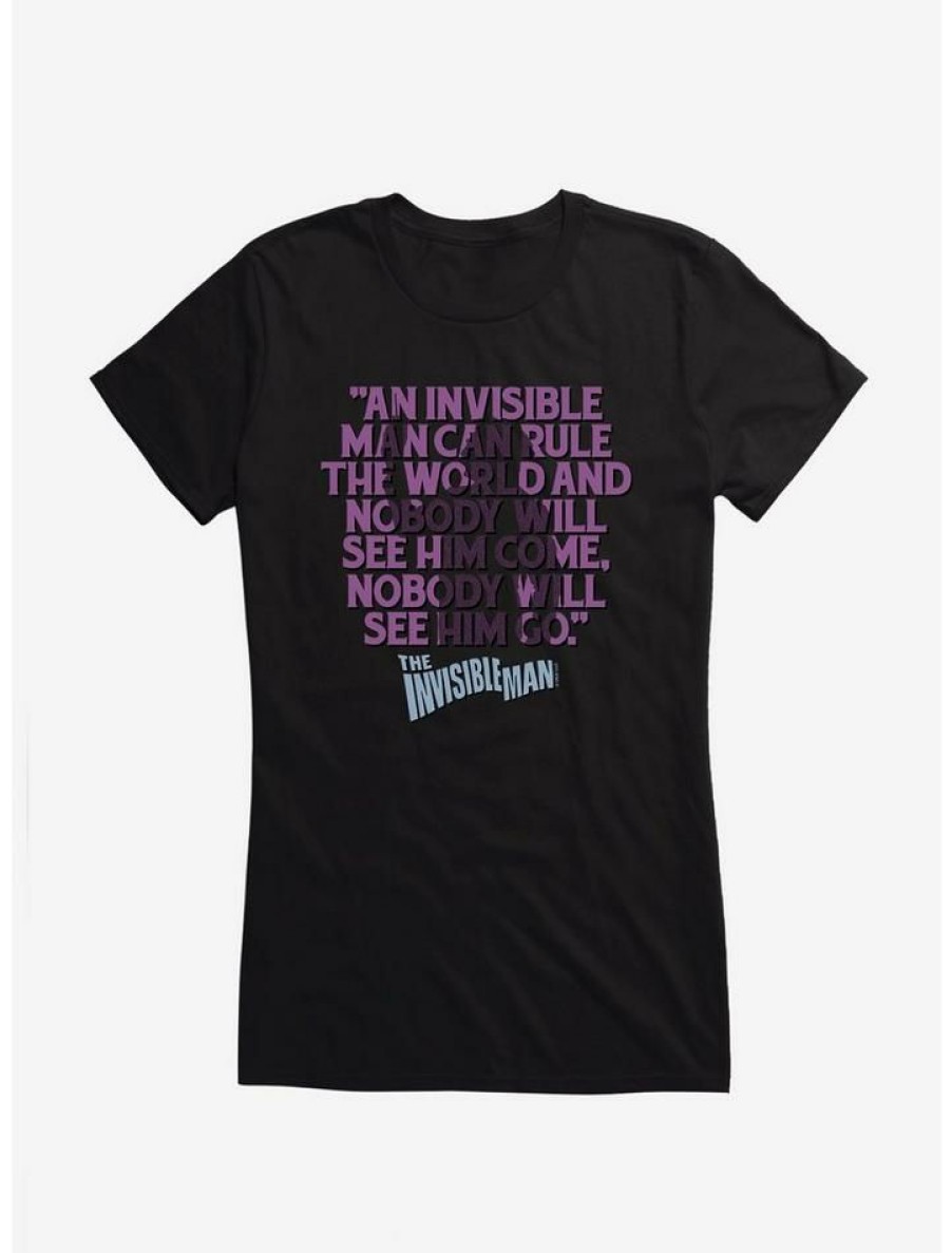 Tees * | Best Sale Universal Monsters The Invisible Man Rule The World Quote Girls T-Shirt