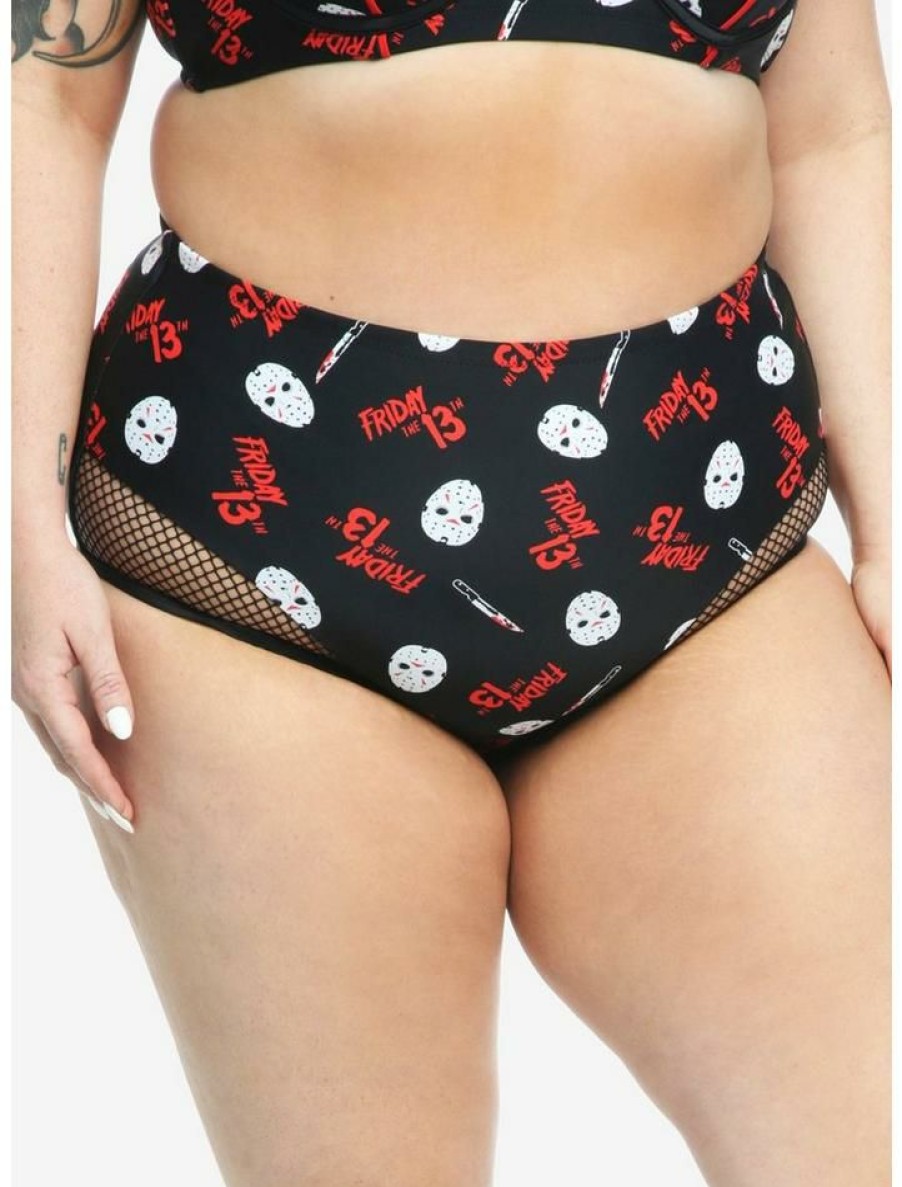 Plus * | Deals Friday The 13Th Jason Mask High-Waisted Swim Bottoms Plus Size Multi