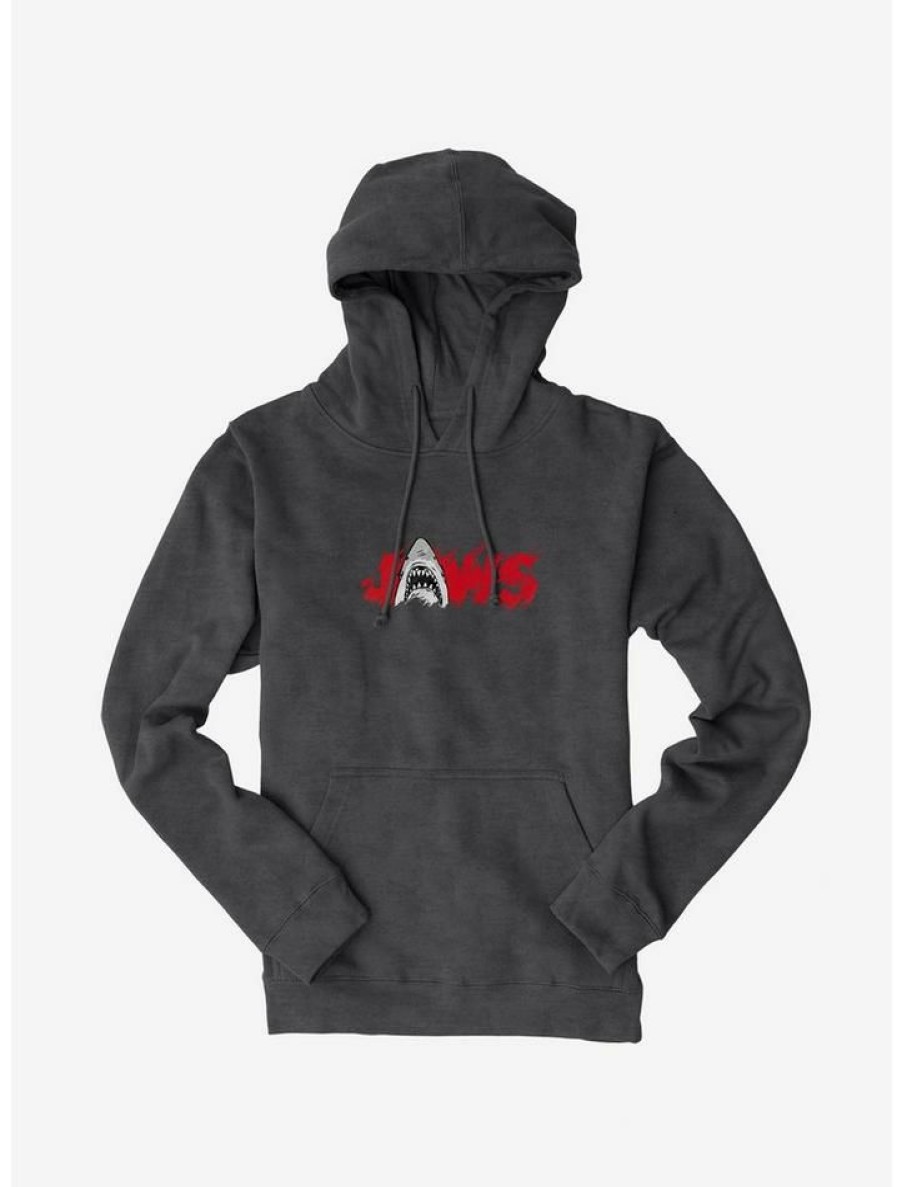 Guys * | Promo Universal Jaws Font Red Shark Hoodie