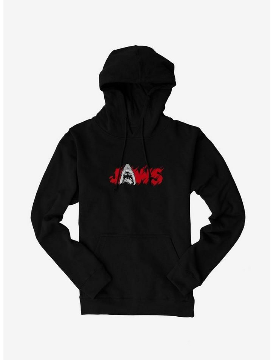 Guys * | Promo Universal Jaws Font Red Shark Hoodie