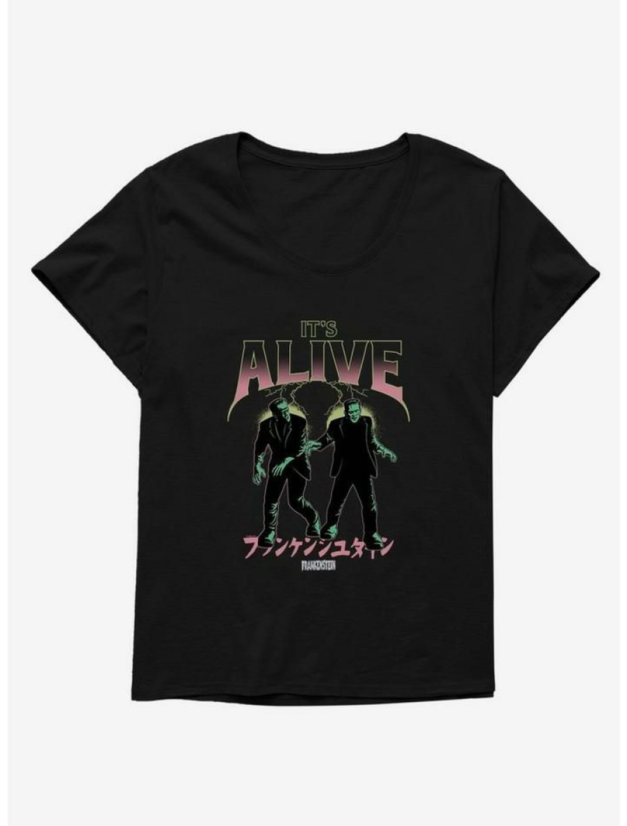 Tees * | Promo Universal Monsters Frankenstein It'S Alive Girls T-Shirt Plus Size Black