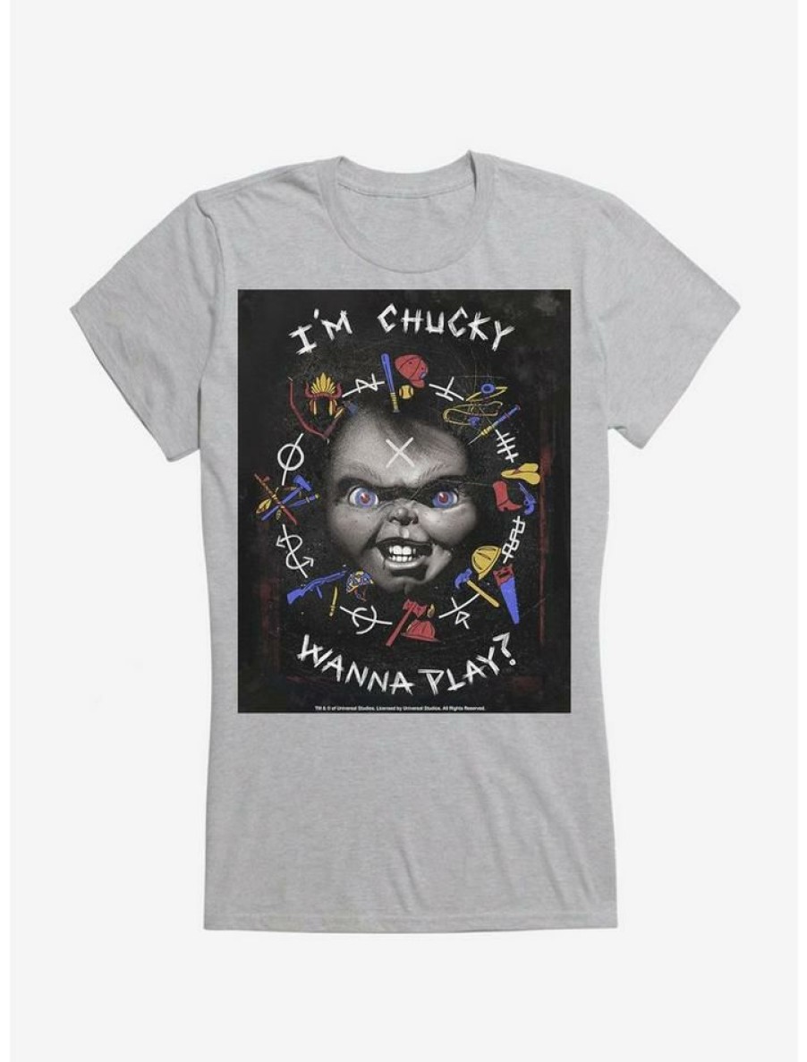 Tees * | Best Reviews Of Chucky I'M Chucky Wanna Play Girls T-Shirt