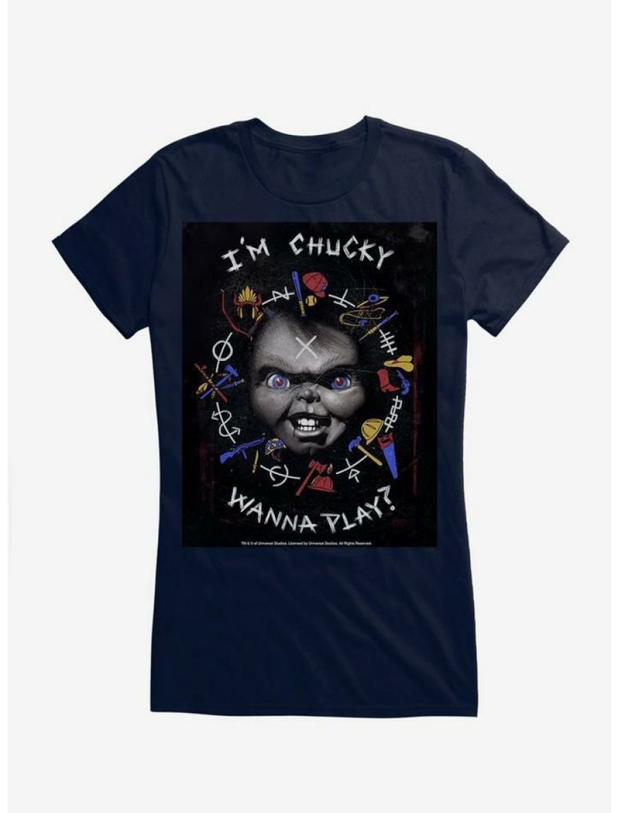 Tees * | Best Reviews Of Chucky I'M Chucky Wanna Play Girls T-Shirt