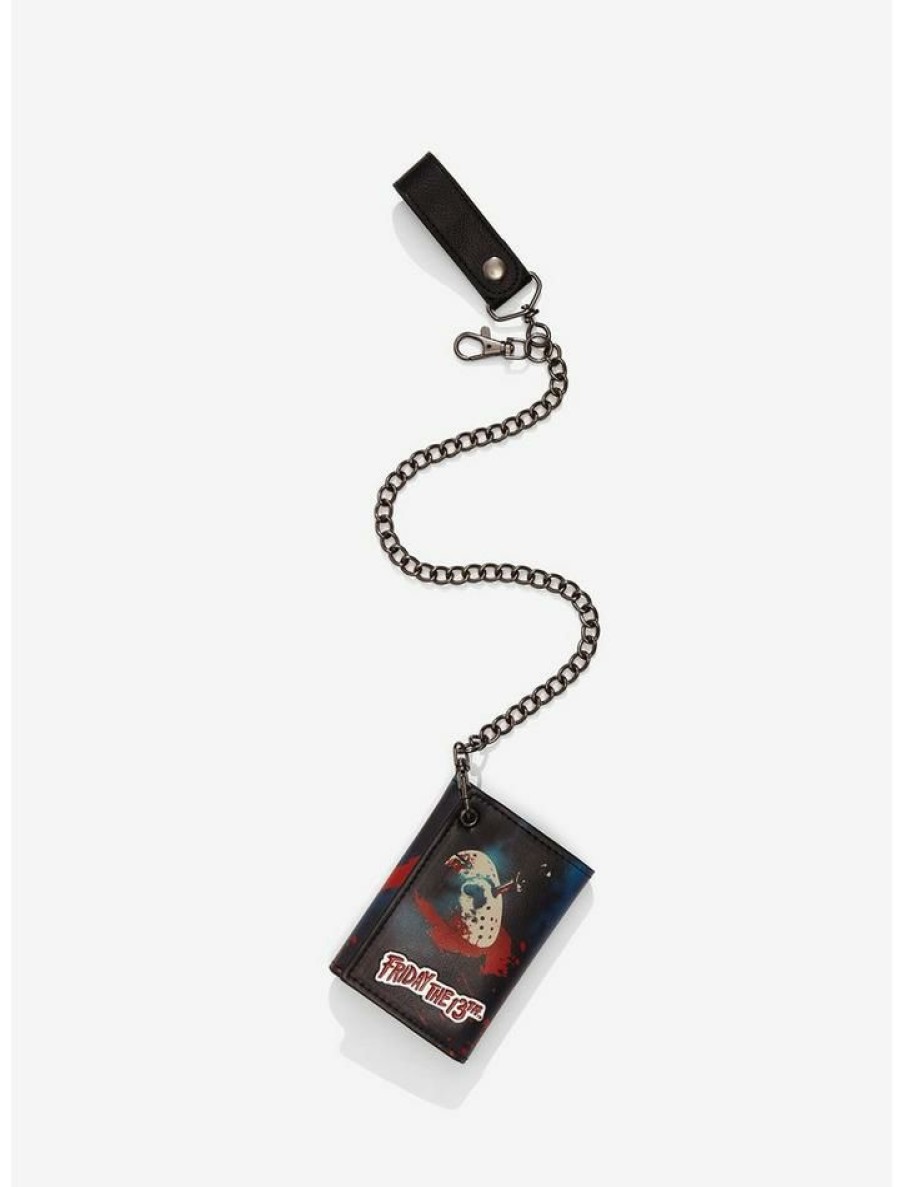 Backpacks & Bags * | Cheap Friday The 13Th Jason Bloody Mask Trifold Chain Wallet