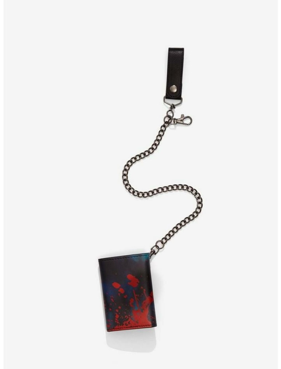 Backpacks & Bags * | Cheap Friday The 13Th Jason Bloody Mask Trifold Chain Wallet