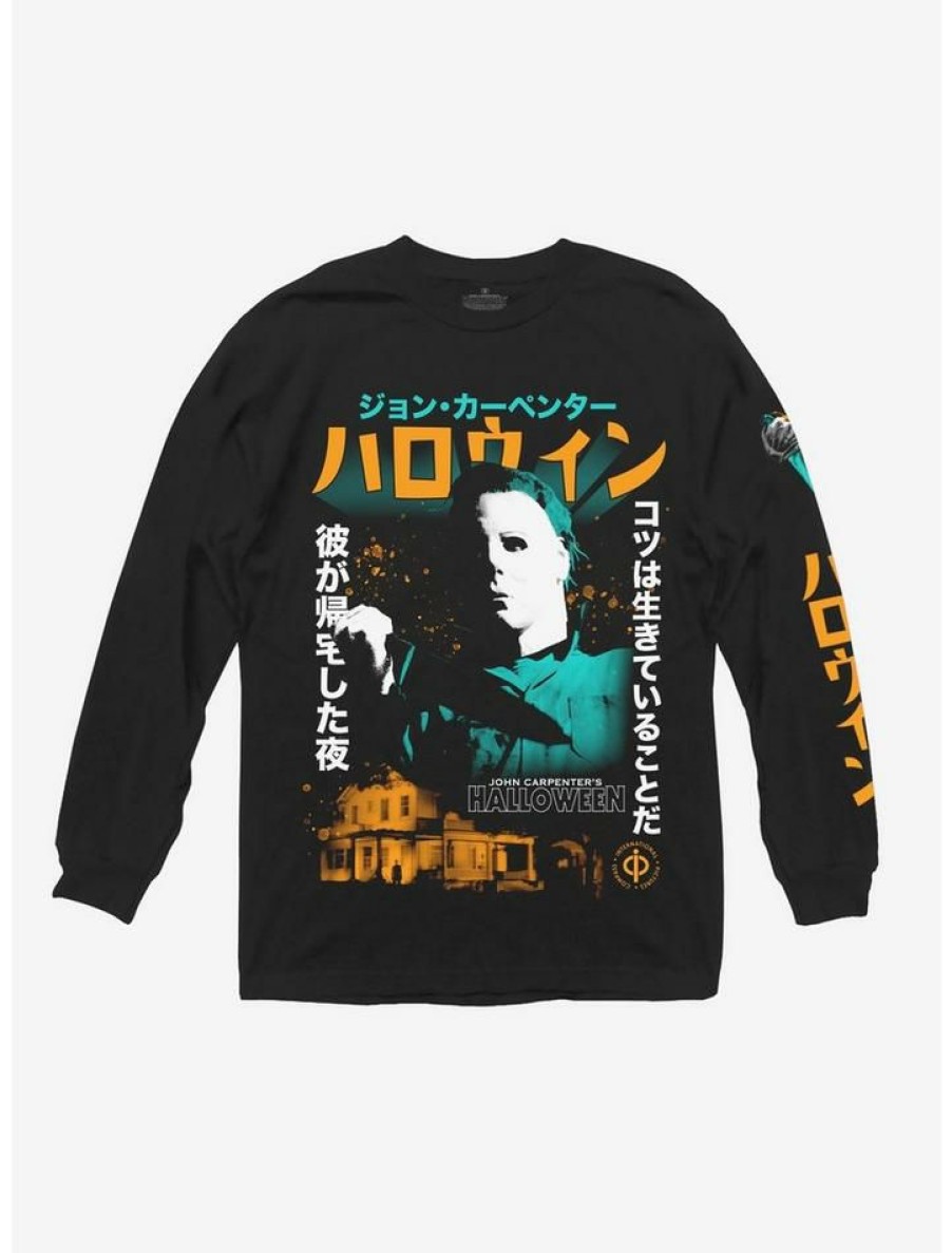 Girls * | Flash Sale Halloween Michael Myers Japanese Text Girls Long-Sleeve T-Shirt Multi