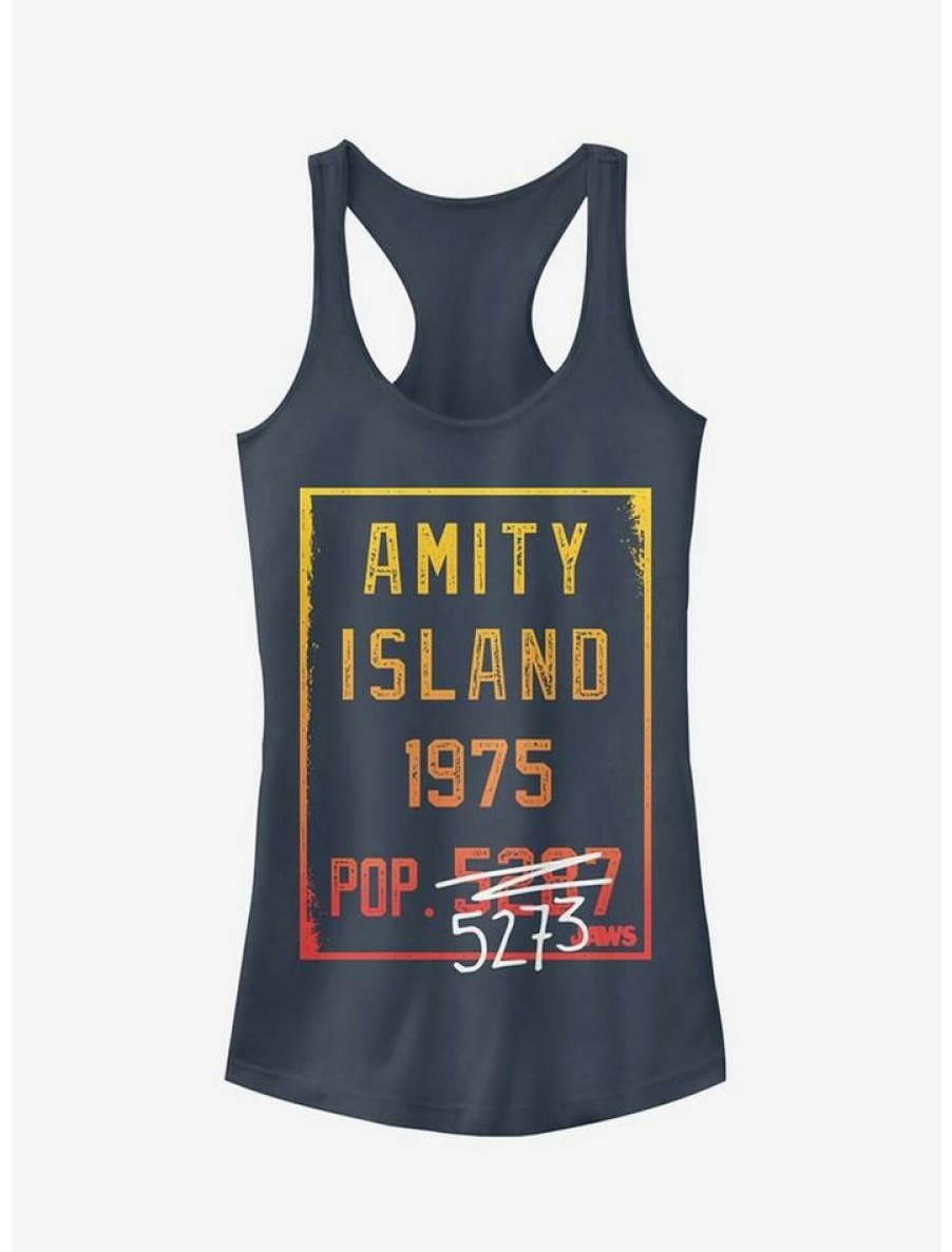 Girls * | Flash Sale Amity Island Population Girls Tank Indigo