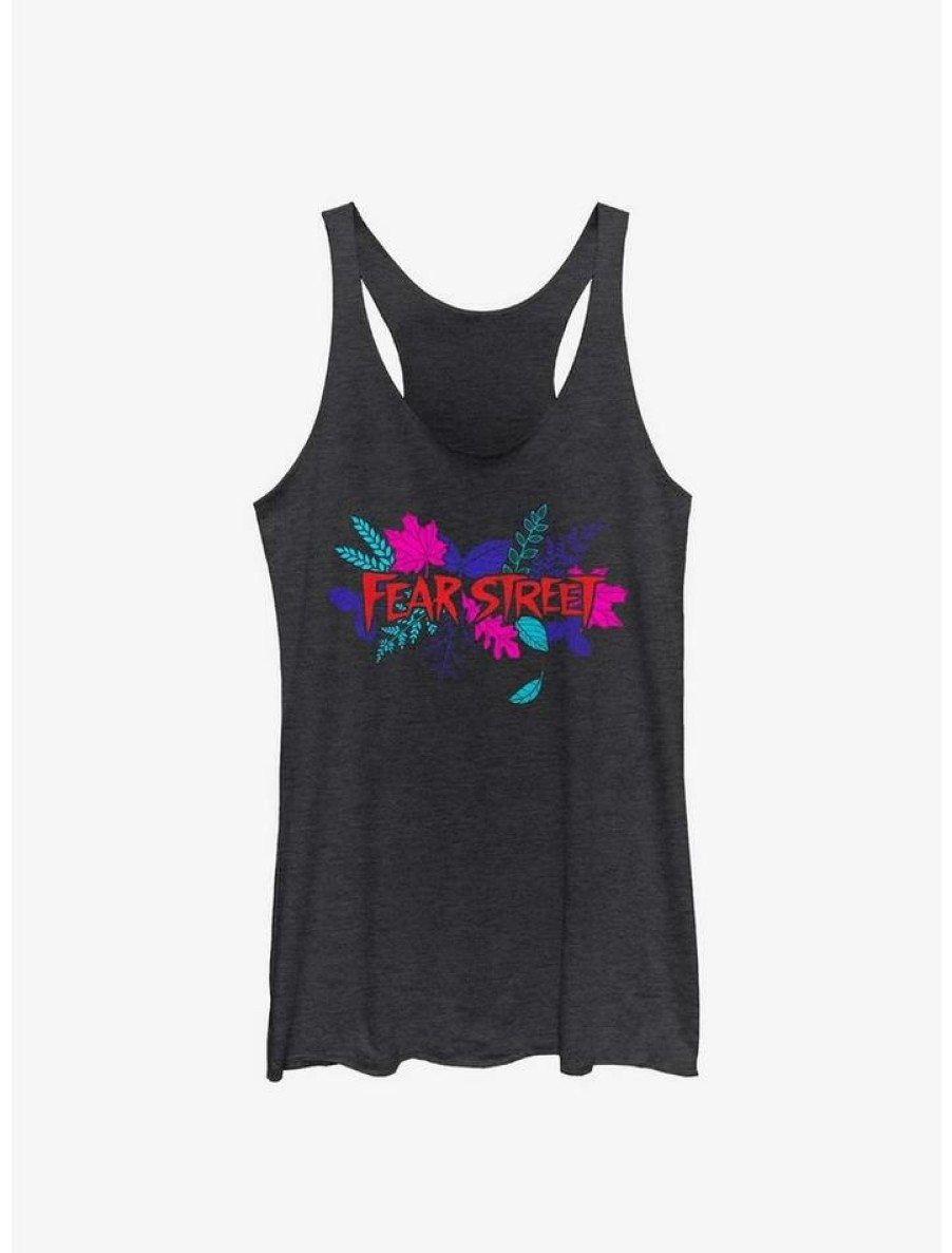 Girls * | Flash Sale Fear Street Leafy Logo Girls Tank Blk Htr