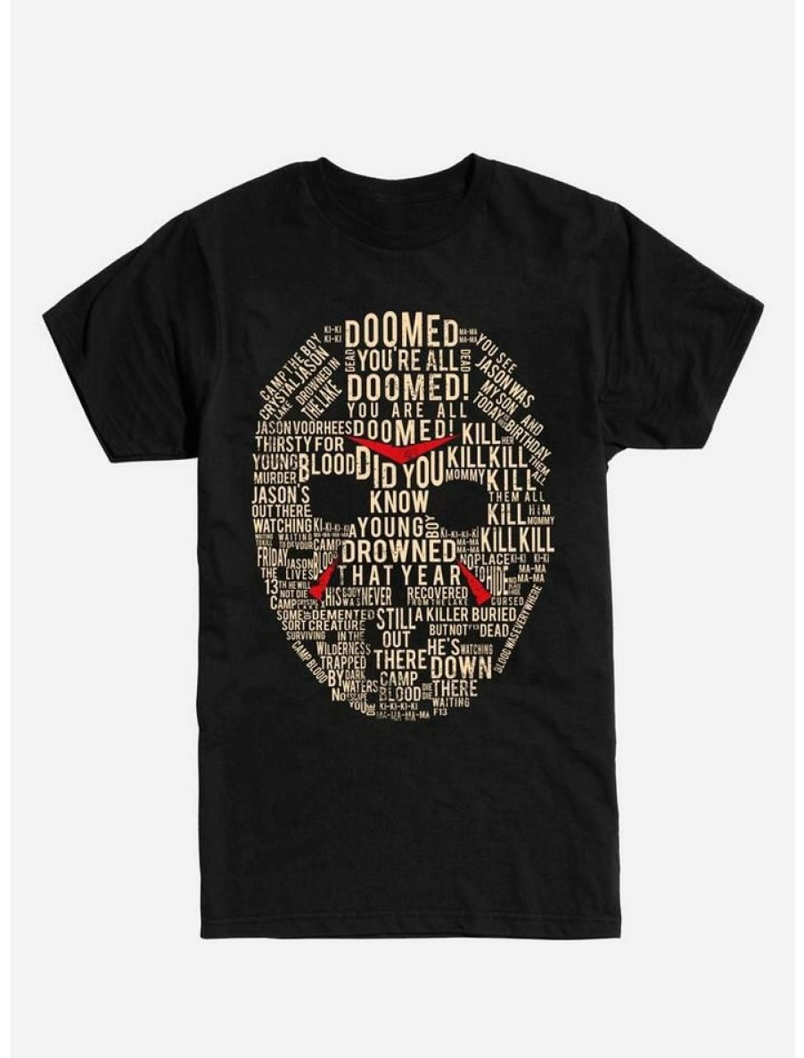 Guys * | Top 10 Friday The 13Th Mask Word Collage T-Shirt Black