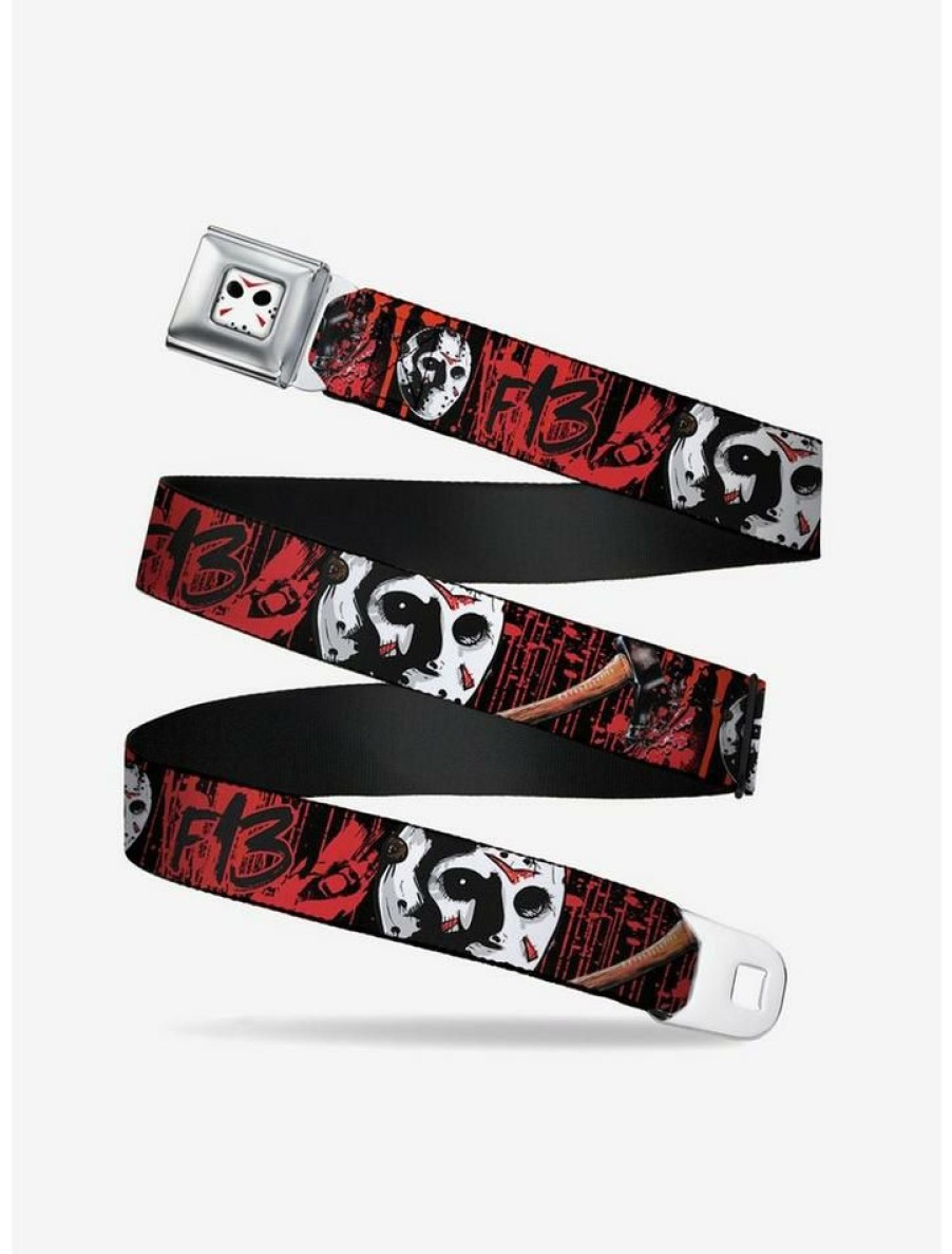 Accessories * | Discount Friday The 13Th Jason Mask Axe Blood Splatter Seatbelt Belt