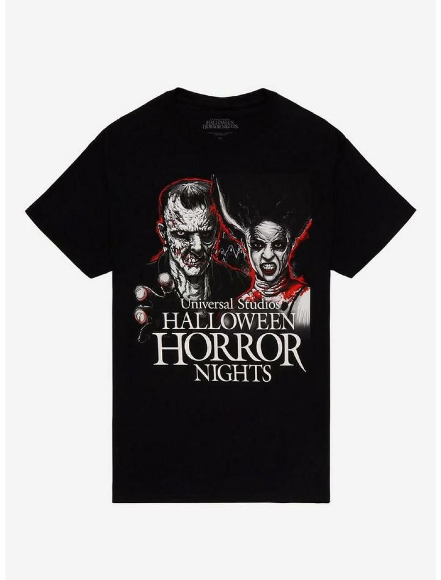 Tees * | Deals Universal Studios Halloween Horror Nights Frankenstein & Bride Of Frankenstein T-Shirt Black