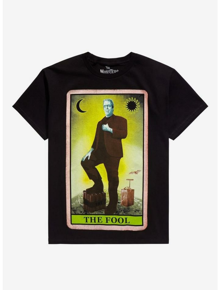 Guys * | Best Sale The Munsters Herman Munster The Fool Tarot Card T-Shirt Black