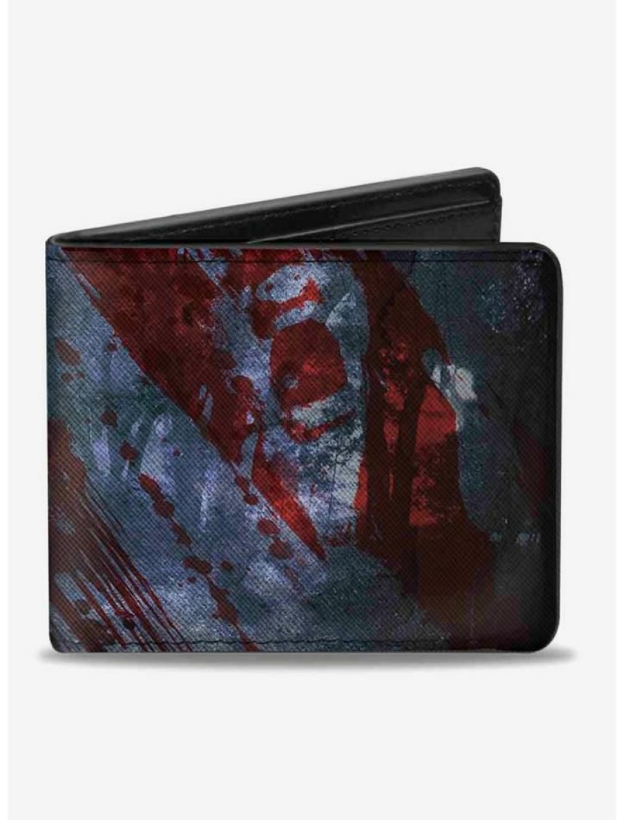 Backpacks & Bags * | Wholesale Friday The 13Th Logo Jason Machete Blood Splatter Bi-Fold Wallet