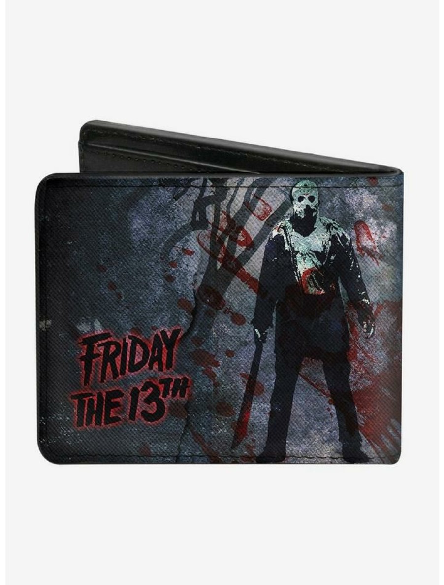 Backpacks & Bags * | Wholesale Friday The 13Th Logo Jason Machete Blood Splatter Bi-Fold Wallet