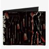 Backpacks & Bags * | New Friday The 13Th Jason Machete Pose Bloody Tools Canvas Bifold Wallet