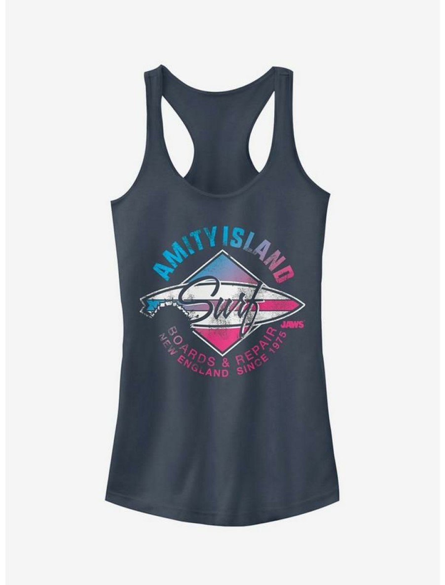 Girls * | Coupon Amity Island Surfboard Repair Girls Tank Indigo