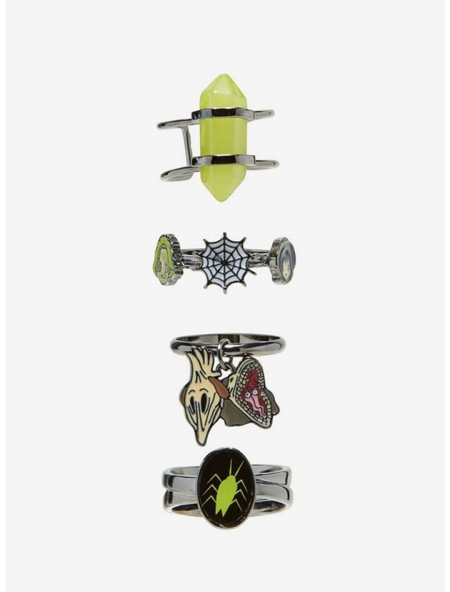 Accessories * | Cheapest Beetlejuice Chibi Character Ring Set