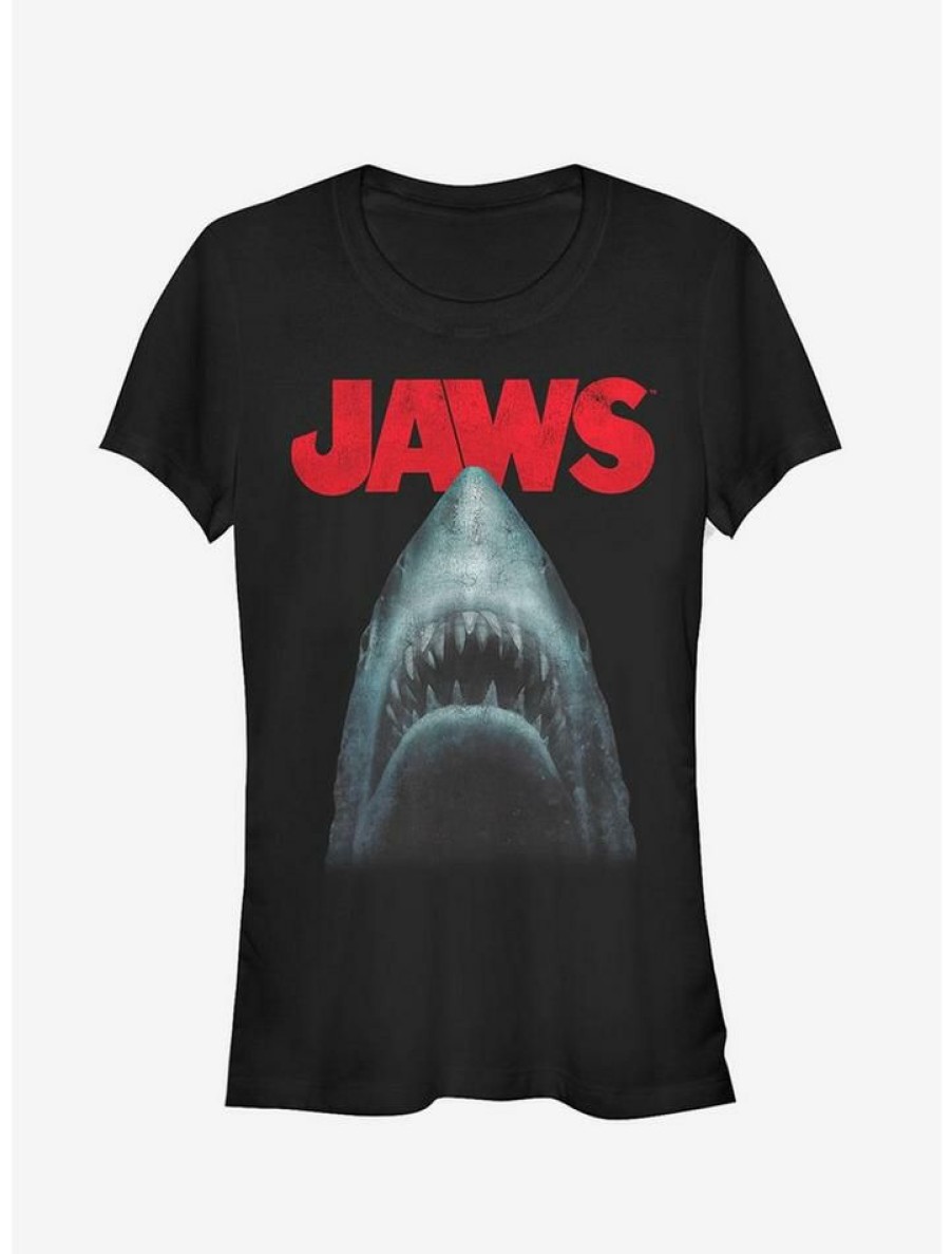 Tees * | Outlet Shark Teeth Poster Girls T-Shirt Black