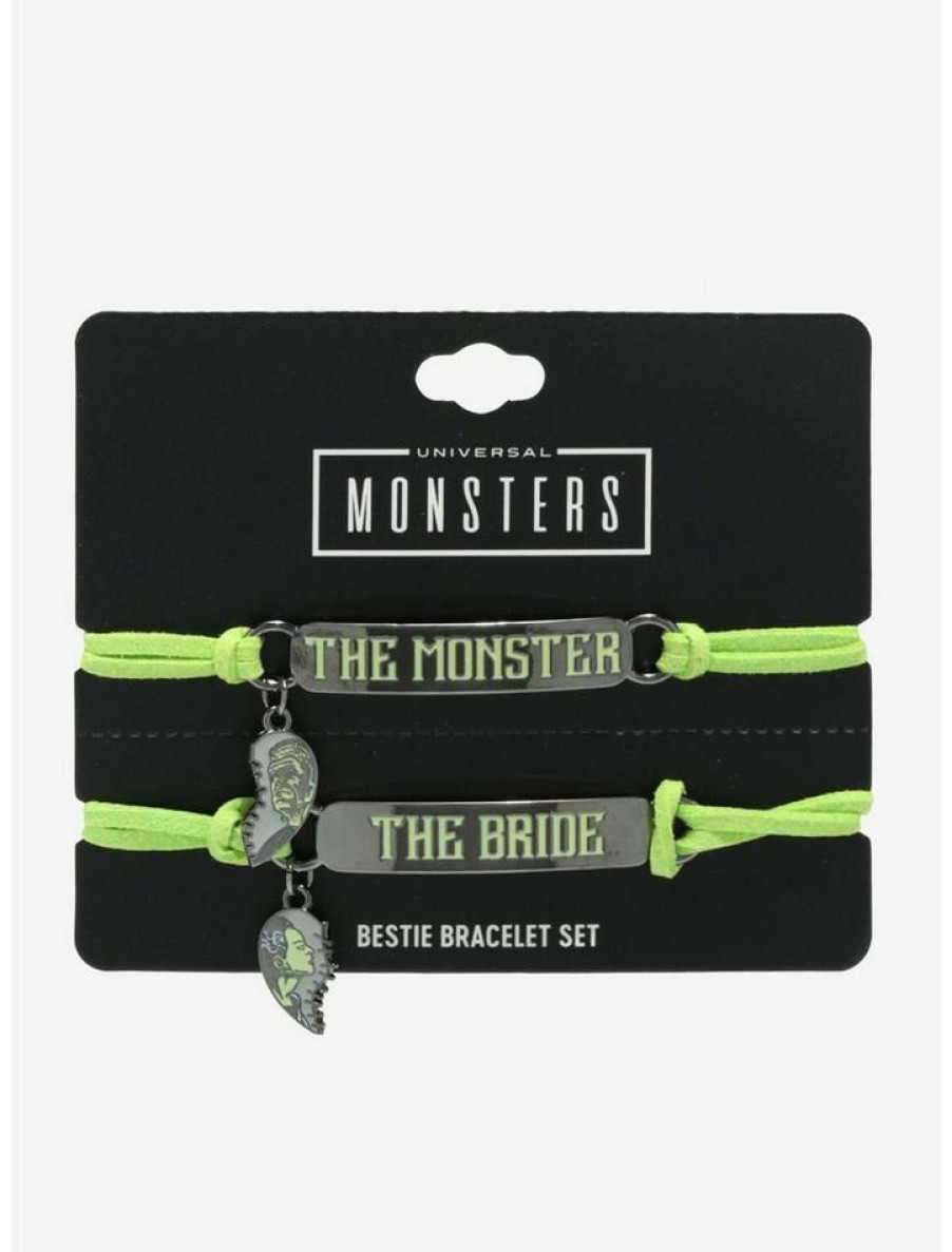 Accessories * | Budget Universal Monsters The Bride Of Frankenstein Broken Heart Best Friend Cord Bracelet Set