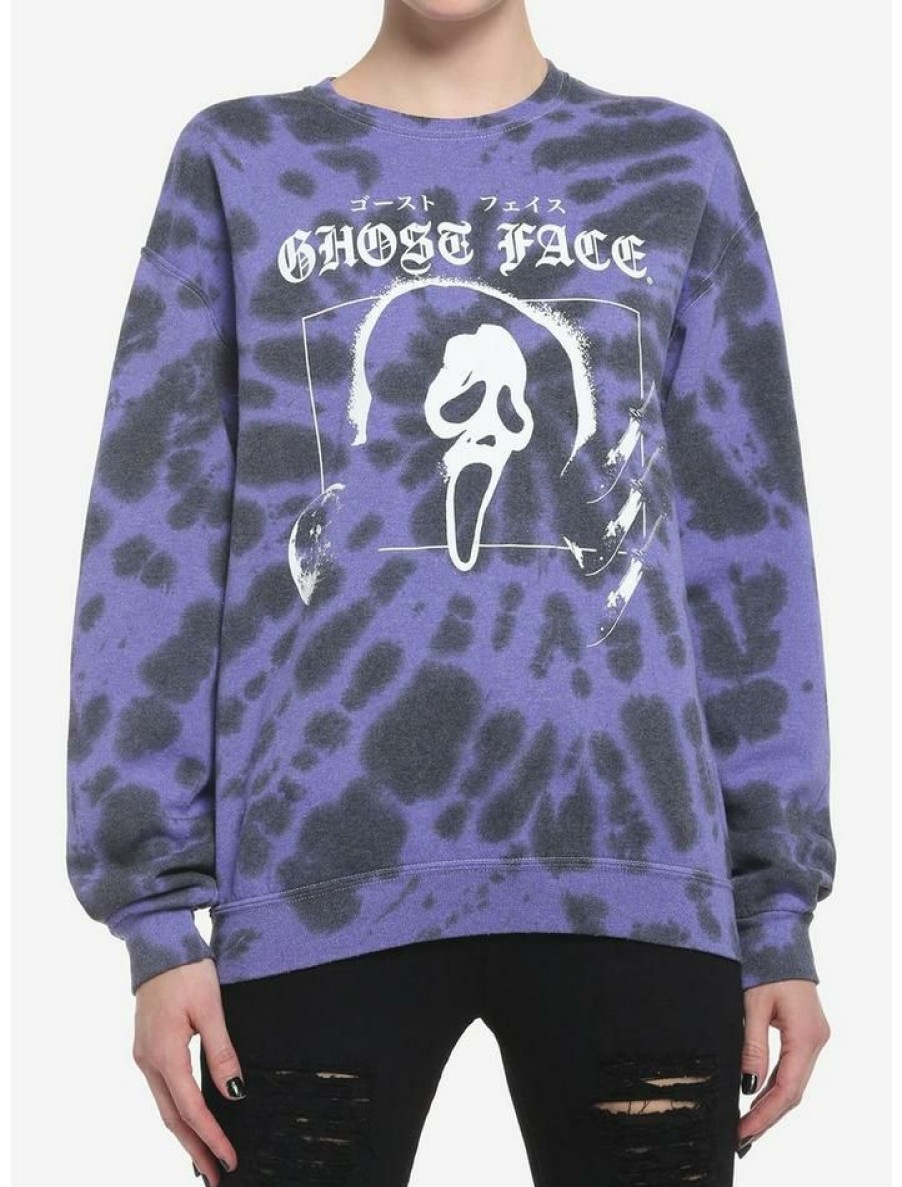 Girls * | Cheapest Scream Ghost Face Panel Purple Tie-Dye Girls Sweatshirt Multi