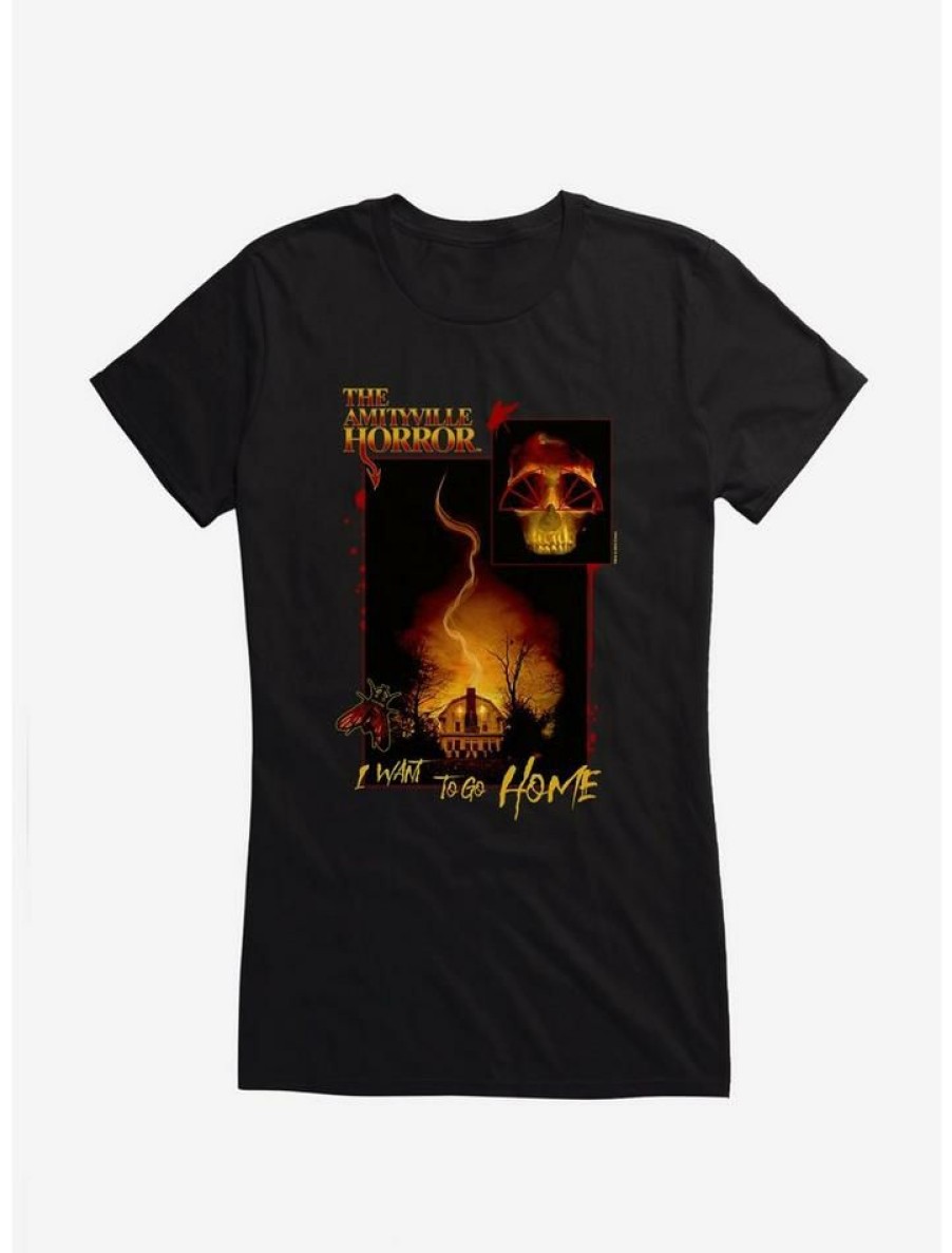 Tees * | Best Reviews Of The Amityville Horror I Want To Go Home Girls T-Shirt Black