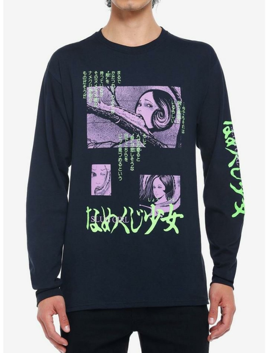 Guys * | Flash Sale Junji Ito Slug Girl Long-Sleeve T-Shirt Black