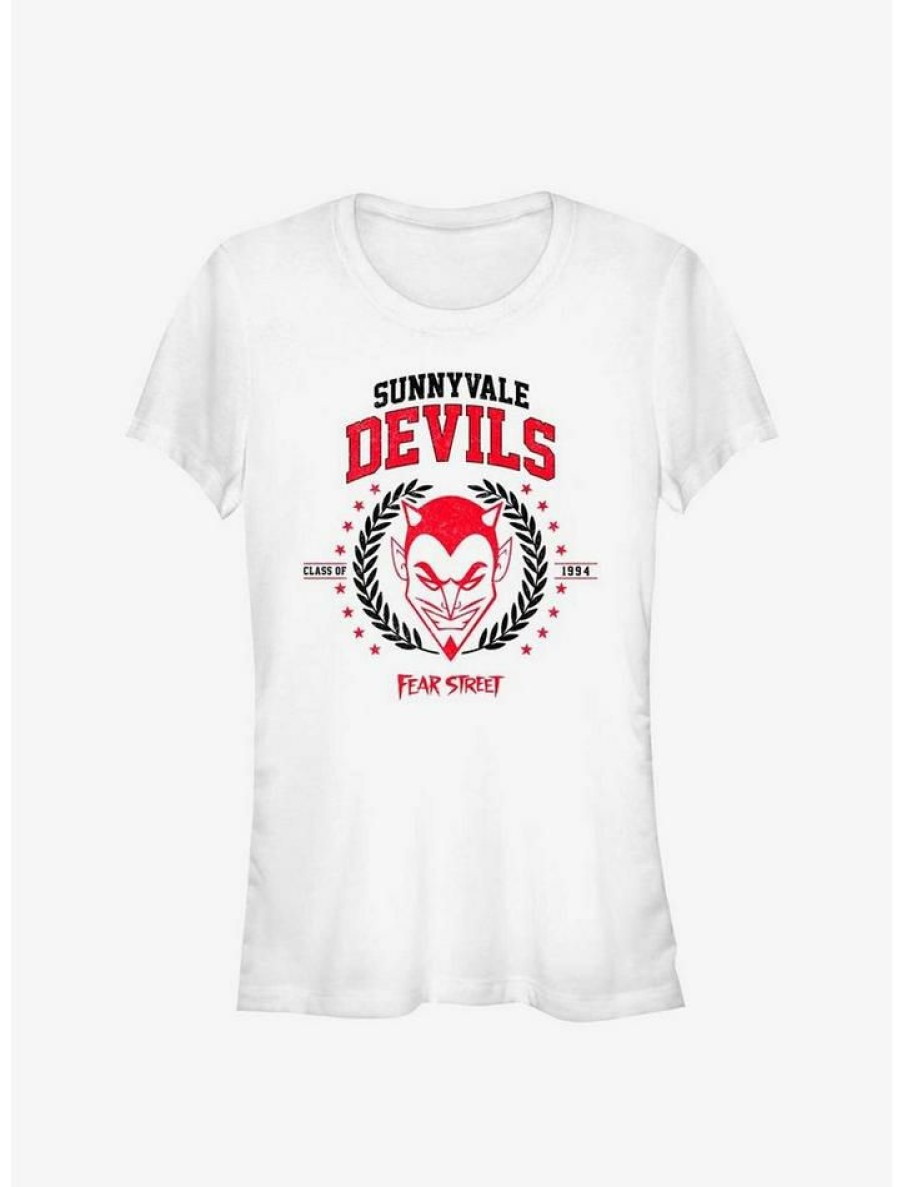 Tees * | Hot Sale Fear Street Sunnyvale Devils Girls T-Shirt White