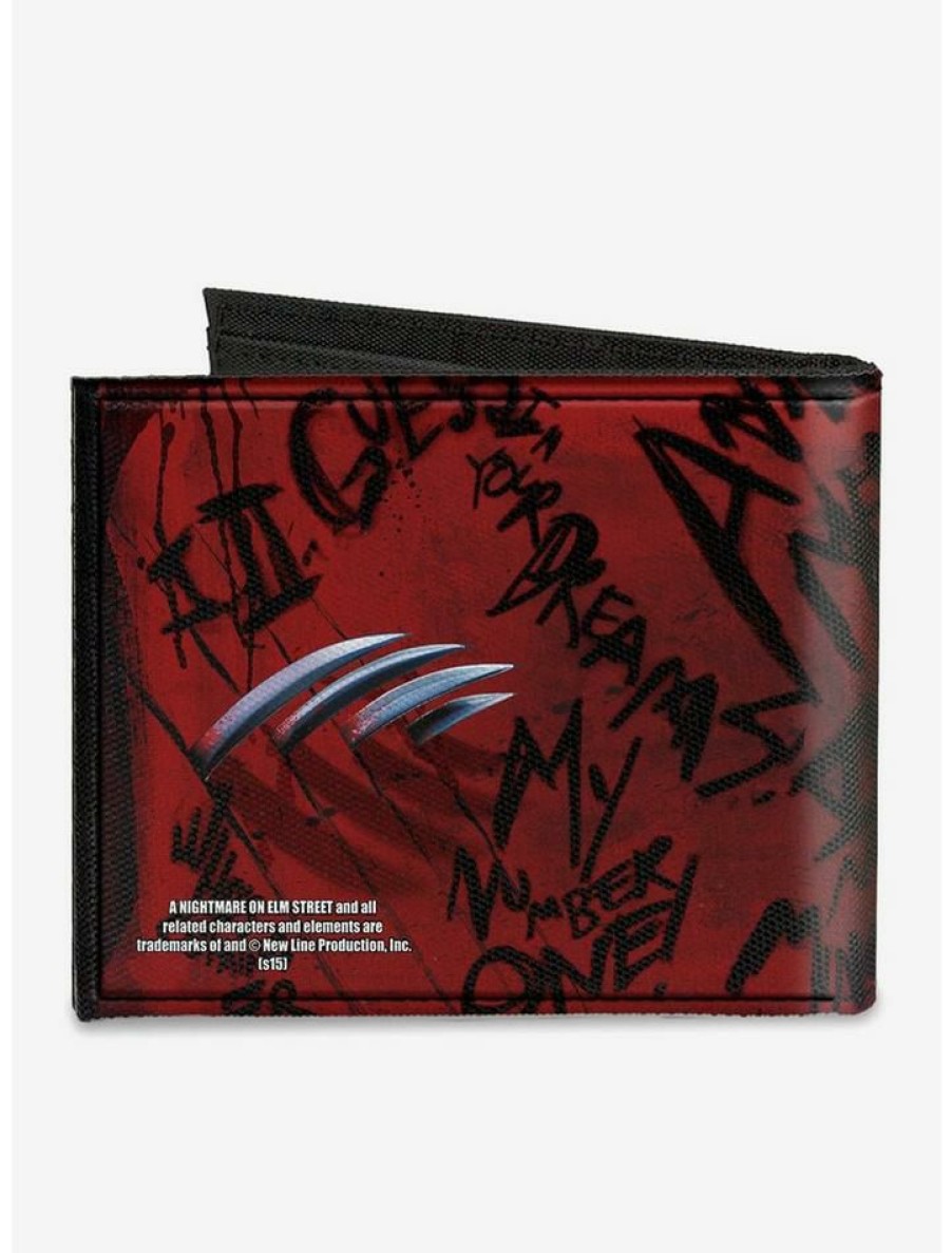 Backpacks & Bags * | Buy A Nightmare On Elm Street Scrawls Bifold Wallet